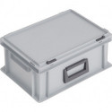 Coffrets en plastique L400xl300xH183 mm PP 1 poignée fermoir coulissant gris 14l