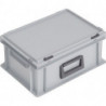 Coffrets en plastique L400xl300xH183 mm PP 1 poignée fermoir coulissant gris 14l