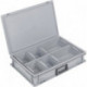 Coffrets en plastique L600xl400xH133 mm PP 1 poignée 6 boîtes compart.+fermoir couliss. gris 24 l LOCKWEILER