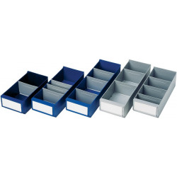 Boîte pour étagère L300xl160xH100/112 mm bleu PS LA-KA-PE (Par 15)
