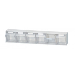 Casier transparent H113xl600xP91 mm 6 x B plastique blanc LOCKWEILER