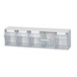 Casier transparent H164xl600xP134 mm 5 x C plastique blanc LOCKWEILER