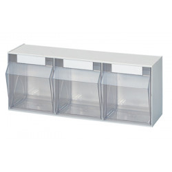 Casier transparent H242xl600xP203 mm 3 x E plastique blanc LOCKWEILER