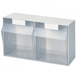 Casier transparent H353xl600xP306 mm 2 x F plastique blanc LOCKWEILER