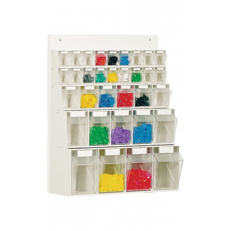 Casier transparent H684xl600xP185 mm 18 x A, 6 x B, 5 x C, 4 x D plastique blanc LOCKWEILER