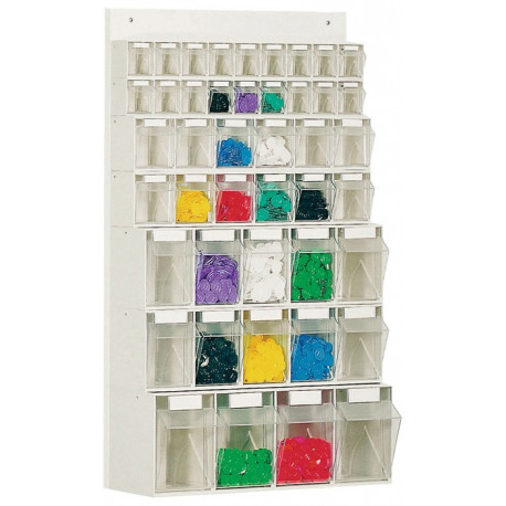 Casier transparent H960xl600xP185 mm 18 x A, 12 x B, 10 x C, 4 x D plastique blanc LOCKWEILER