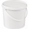 Seau 5 l plastique blanc, alimentaire blanc av poignée avec profilé et couv. cloche D. 214 mm hauteur 188 mm