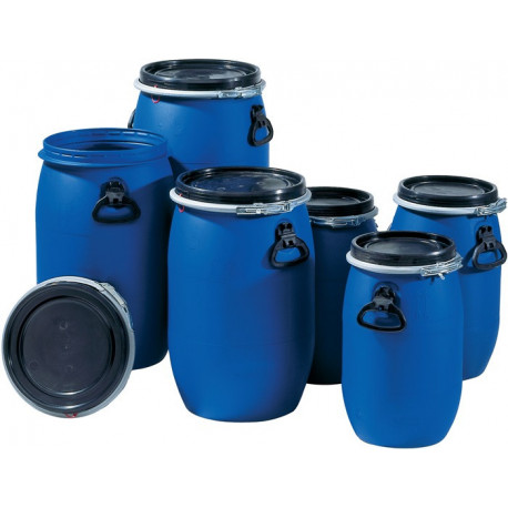 Tonnelet cylindrique 30 l polyéthylène bleu 2 poignées de transport D. d’ouverture de remplissage 255 mm GRAF