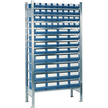 Étagère à emboîter H2000xl1000xP300 mm étagère de base 12 supports en acier 32 x 1, 16 x 2, 16 x 3