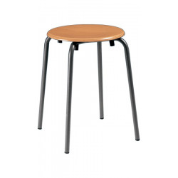 Tabouret empilable H. d’assise 500 mm D. du siège 300 mm tube rond anthracite hêtre nature laqué BIMOS