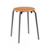 Tabouret empilable H. d’assise 500 mm D. du siège 300 mm tube rond anthracite hêtre nature laqué BIMOS