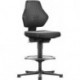 Chaise d’atelier pivotante Air Flow patins + anneau de pied rembourrage simili cuir noir 570-850 mm BIMOS