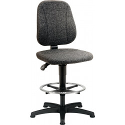 Chaise d’atelier pivotante Unitec patins + anneau de pied rembourrage tissu gris 580-850 mm BIMOS