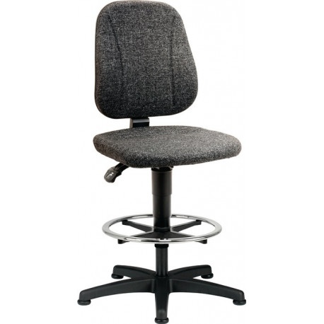 Chaise d’atelier pivotante Unitec patins + anneau de pied rembourrage tissu gris 580-850 mm BIMOS
