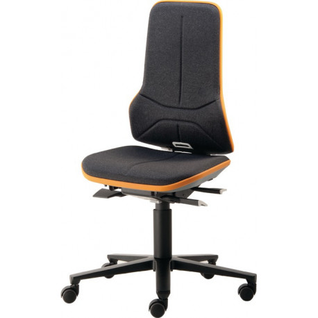 Chaise d’atelier pivotante Neon rouleaux sans élément rembourrage orange 450-620 mm contact permanent BIMOS