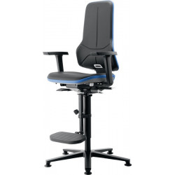 Chaise d’atelier pivotante Neon patins + aide à la montée sans élément rembourrage gris technique synchrone technique synchrone BIMOS