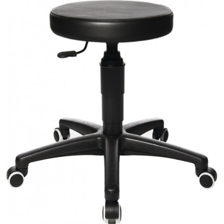 Tabourets pivotants Tec 70 avec roulettes rembourrage simili cuir noir réglage de la hauteur du siège 390-520mm TOPSTAR