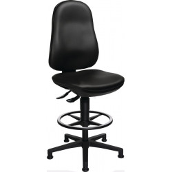 Chaise d’atelier pivotante Point 70 C patins + anneau de pied rembourrage simili