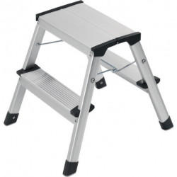 Escabeau pliant marche plateforme y comp. 2 hauteur de la plate-forme 400 mm alu marches avec nervurage antidérapant HAILO
