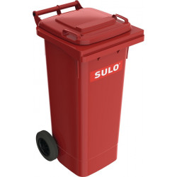 Bac à ordures 80 l HDPE rouge mobile selon EN 840 SULO