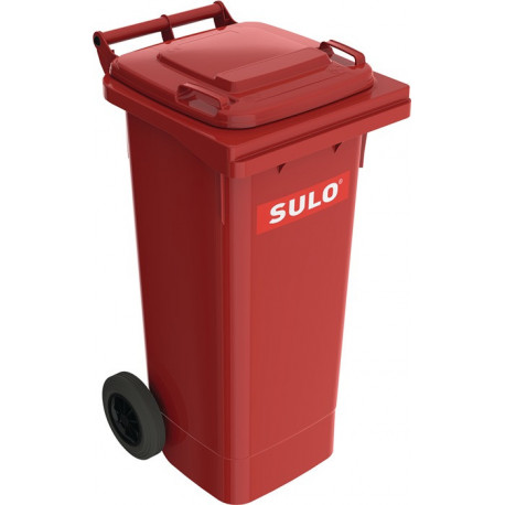 Bac à ordures 80 l HDPE rouge mobile selon EN 840 SULO