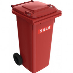 Bac à ordures 120 l HDPE rouge mobile selon EN 840 SULO