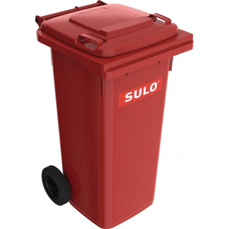 Bac à ordures 120 l HDPE rouge mobile selon EN 840 SULO