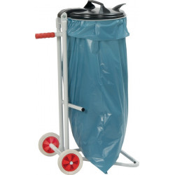Poubelle H960xl500xP500 mm 120 l gris clair, RAL 7035 dispositif serrage 2 roues en caoutchouc plein, D. 150 mm FETRA