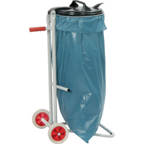 Poubelle H960xl500xP500 mm 120 l gris clair, RAL 7035 dispositif serrage 2 roues en caoutchouc plein, D. 150 mm FETRA
