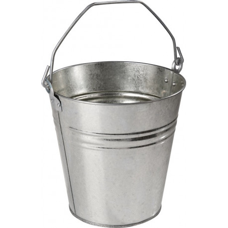 Seau 9,5 l tôle en acier, galvanisé argent D. 280 mm hauteur 280 mm (Par 12)