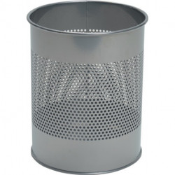 Corbeille à papier 15 l H315xD.260 mm avec grille perforée tôle d’acier à revêtement poudre argent métallique DURABLE