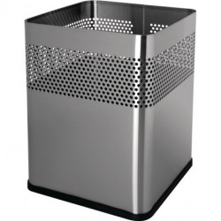 Corbeille à papier 18 l H325xB240xT240 mm carré acier inoxydable argent HELIT