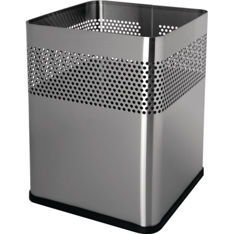 Corbeille à papier 18 l H325xB240xT240 mm carré acier inoxydable argent HELIT