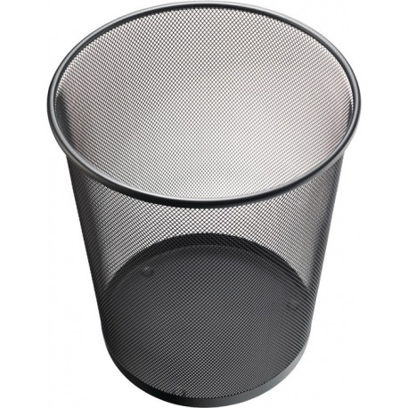 Corbeille à papier 15 l H280xD.267 mm avec décor perforé acier noir HELIT