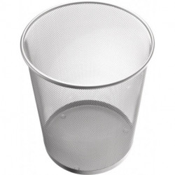 Corbeille à papier 23 l H350xD.295 mm avec décor perforé acier argent HELIT