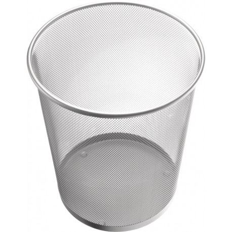 Corbeille à papier 23 l H350xD.295 mm avec décor perforé acier argent HELIT