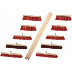 Set de balais Outdoor 8 Elaston 2 Elaston/Arenga longueur 400/500/600 mm avec 10 manches longueur 1400 mm