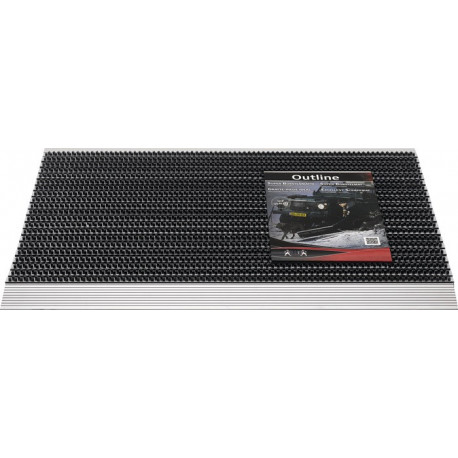 Paillasson bord d’attaque alu noir/argent PP/aluminium L500xl800xS22 mm