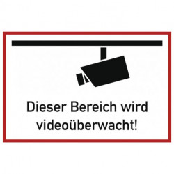 Pictogramme d'information surveillance vidéo L300xl200 mm blanc noir aluminium