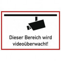 Pictogramme d'information surveillance vidéo L300xl200 mm blanc noir aluminium
