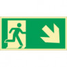 Panneau d'évacuation DIN EN ISO 7010 L297xl148 mm issue de secours à droite en bas plastique