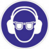 Pictogramme d'obligation utiliser protection auditive/oculaire plastique