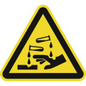 Panneau d’avertissement ASR A1.3/DIN EN ISO 7010 200 mm substances corrosives film
