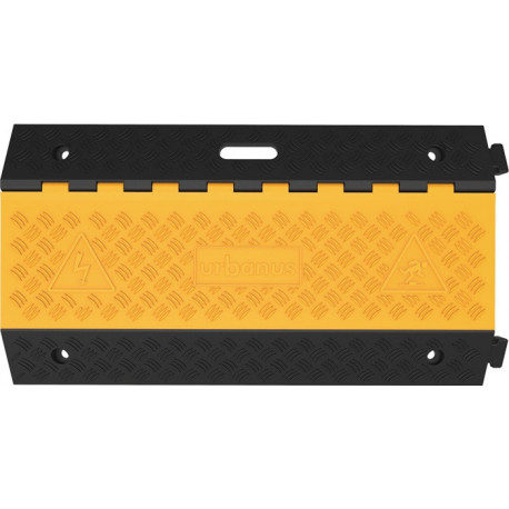 Protège câbles et tuyaux L900xl500xH70 mm caoutchouc noir/jaune 3 canaux