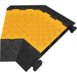 Protège câbles et tuyaux H70 mm caoutchouc noir/jaune à gauche