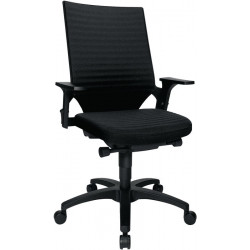 Chaise de bureau pivotante avec technique auto-synchrone noir 420-550 mm avec accoudoir capacité charge 110 kg TOPSTAR