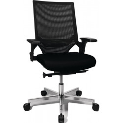 Chaise de bureau pivotante avec mécanisme synchrone ponctuel noir/noir 450-550 mm avec accoudoir capacité charge 110 kg TOPSTAR