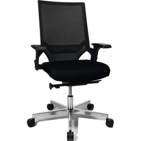 Chaise de bureau pivotante avec mécanisme synchrone ponctuel noir/noir 450-550 mm avec accoudoir capacité charge 110 kg TOPSTAR