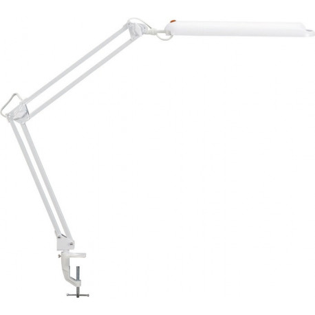 Lampe de bureau métal/plastique blanc hauteur maxi. 450 mm avec pince de table avec LED