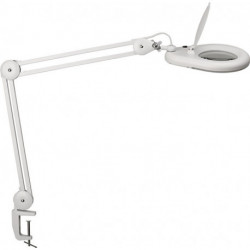 Éclairage à loupe à LED lunette 127 mm (5 po.) Pince de table blanc avec cache, tête ronde